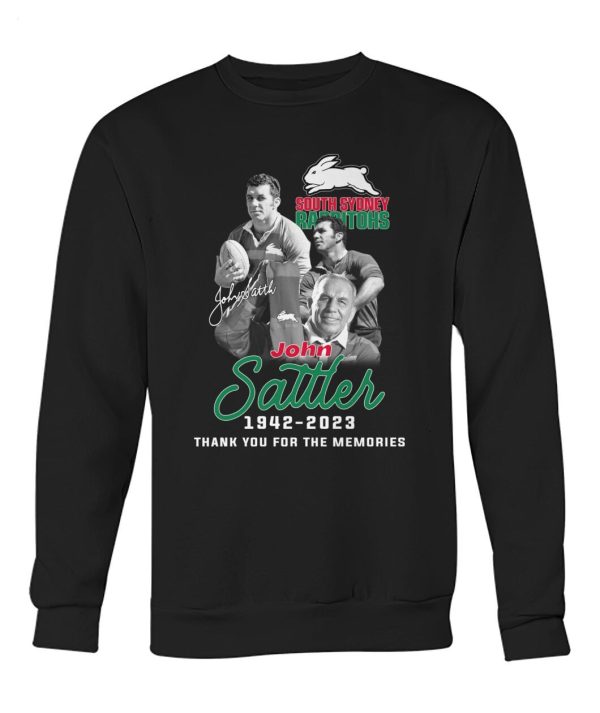 South Sydney Rabbitohs John Sattler 1942 – 2023 Thank You For The Memories T-Shirt – Limited Edition