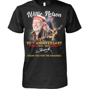 Willie Nelson 90th Anniversary 1933 – 2023 Thank You For The Memories T-Shirt – Limited Edition