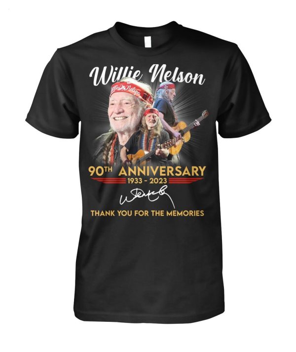 Willie Nelson 90th Anniversary 1933 – 2023 Thank You For The Memories T-Shirt – Limited Edition