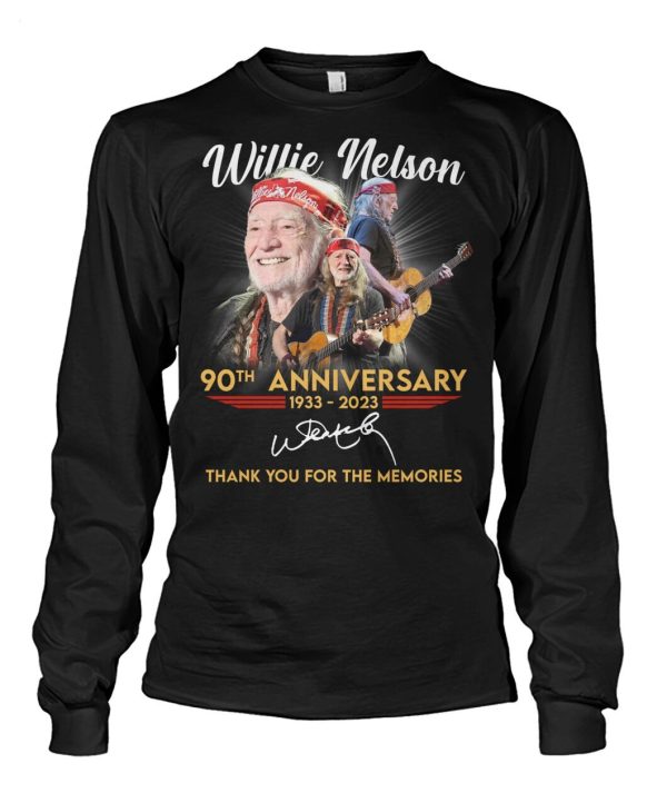 Willie Nelson 90th Anniversary 1933 – 2023 Thank You For The Memories T-Shirt – Limited Edition