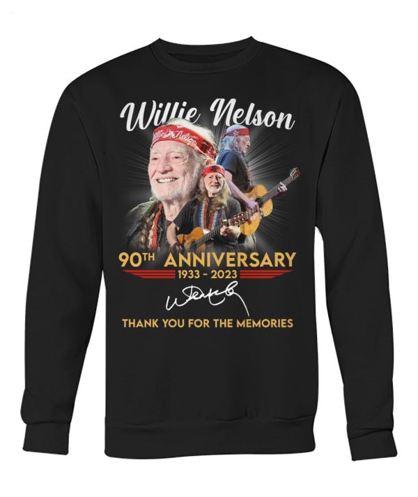 Willie Nelson 90th Anniversary 1933 – 2023 Thank You For The Memories T-Shirt – Limited Edition