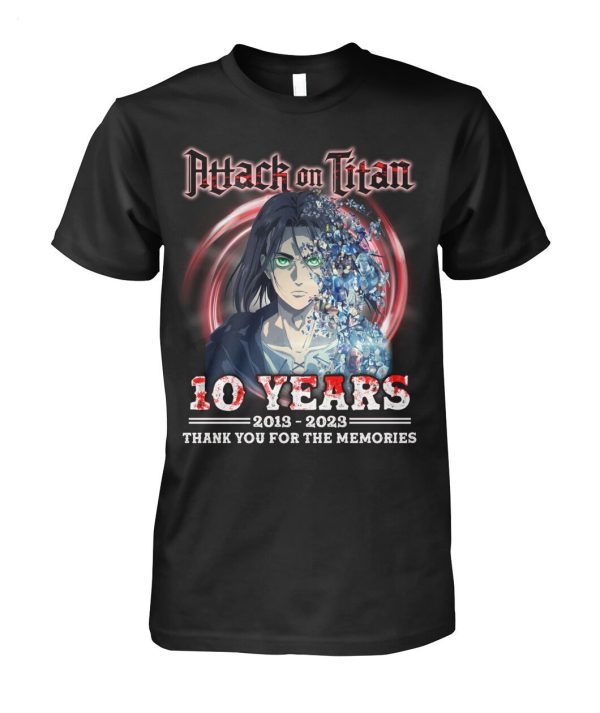 Attack On Titan 10 Years 2013 – 2023 Thank You For The Memories T-Shirt – Limited Edition