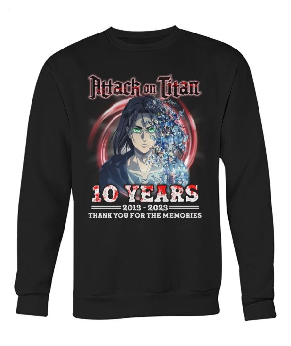 Attack On Titan 10 Years 2013 – 2023 Thank You For The Memories T-Shirt – Limited Edition