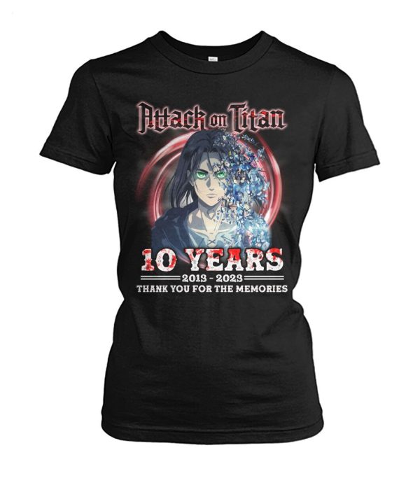 Attack On Titan 10 Years 2013 – 2023 Thank You For The Memories T-Shirt – Limited Edition