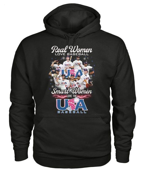 Real Women Love Baseball Smart Women Love The USA Baseball T-Shirt – Limited Edition