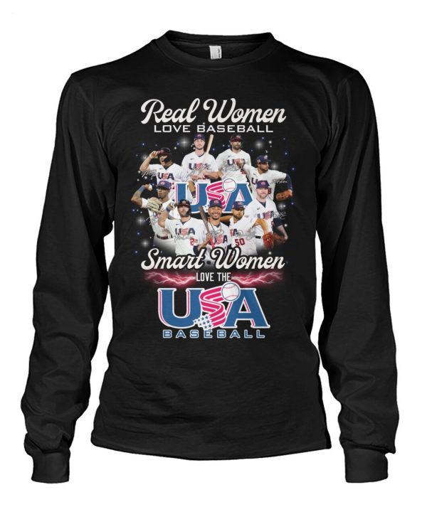 Real Women Love Baseball Smart Women Love The USA Baseball T-Shirt – Limited Edition