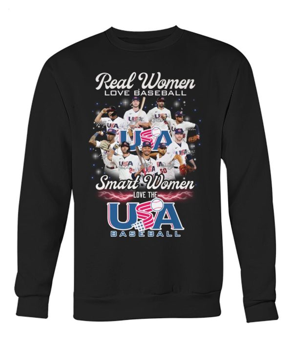 Real Women Love Baseball Smart Women Love The USA Baseball T-Shirt – Limited Edition