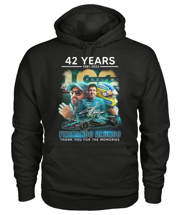 42 Years 1981 – 2023 Podiums Fernando Alonso Thank You For The Memories T-Shirt – Limited Edition