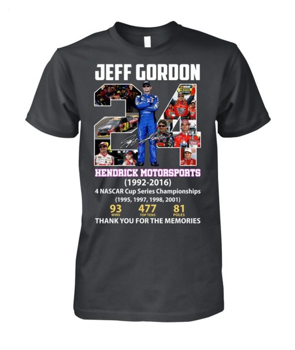 Jeff Gordon Hendrick Motorsports 1992 – 2016 Thank You For The Memories T-Shirt – Limited Edition