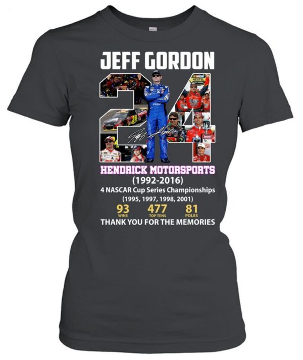 Jeff Gordon Hendrick Motorsports 1992 – 2016 Thank You For The Memories T-Shirt – Limited Edition