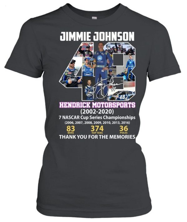 Jimmie Johnson Hendrick Motorsports 2002 – 2020 Thank You For The Memories T-Shirt – Limited Edition