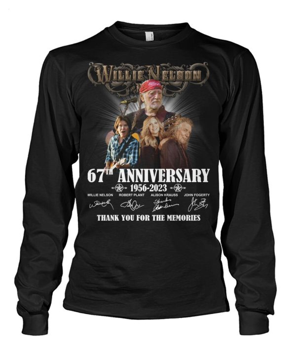 Willie Nelson 67th Anniversary 1956 – 2023 Thank You For The Memories T-Shirt – Limited Edition