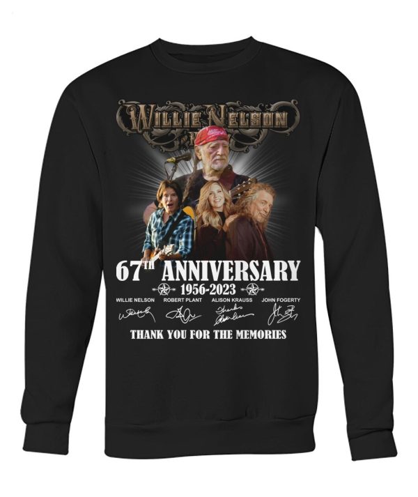 Willie Nelson 67th Anniversary 1956 – 2023 Thank You For The Memories T-Shirt – Limited Edition