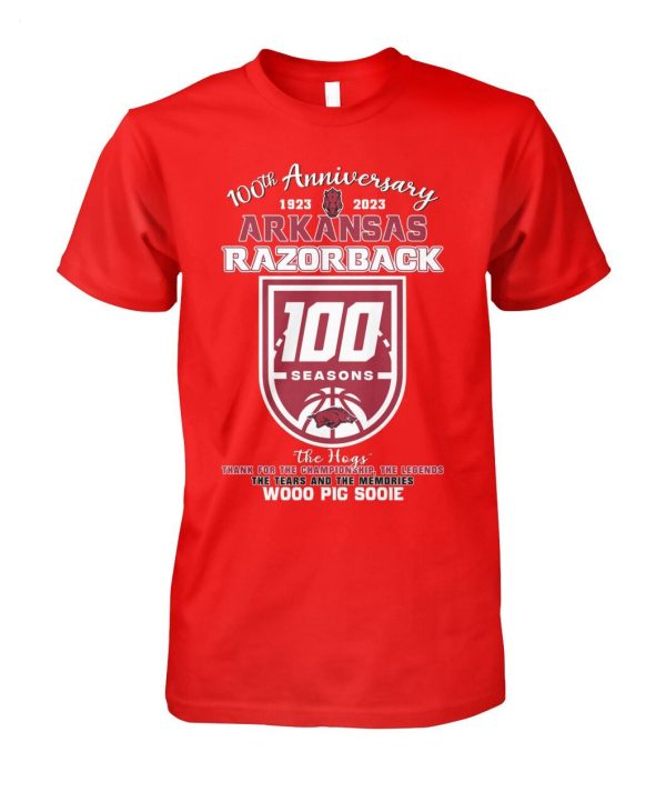 100th Anniversary 1023 – 2023 Arkansas Razorback 100 Seasons The Hogs Wooo Pig Sooie Thank You For The Memories T-Shirt – Limited Edition