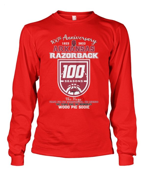 100th Anniversary 1023 – 2023 Arkansas Razorback 100 Seasons The Hogs Wooo Pig Sooie Thank You For The Memories T-Shirt – Limited Edition