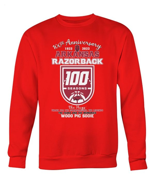 100th Anniversary 1023 – 2023 Arkansas Razorback 100 Seasons The Hogs Wooo Pig Sooie Thank You For The Memories T-Shirt – Limited Edition