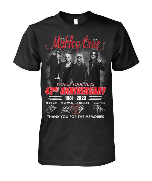 LIMITED EDITION Motley Crue World Tour 2023 42nd Anniversary 1981 – 2023 Thank You For The Memories T-Shirt