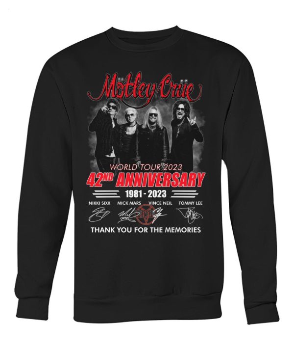 LIMITED EDITION Motley Crue World Tour 2023 42nd Anniversary 1981 – 2023 Thank You For The Memories T-Shirt