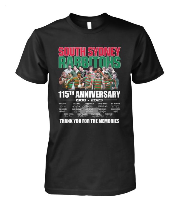 LIMITED EDITION South Sydney Rabbitohs 115th Anniversary 1908 – 2023 Thank You For The Memories T-Shirt