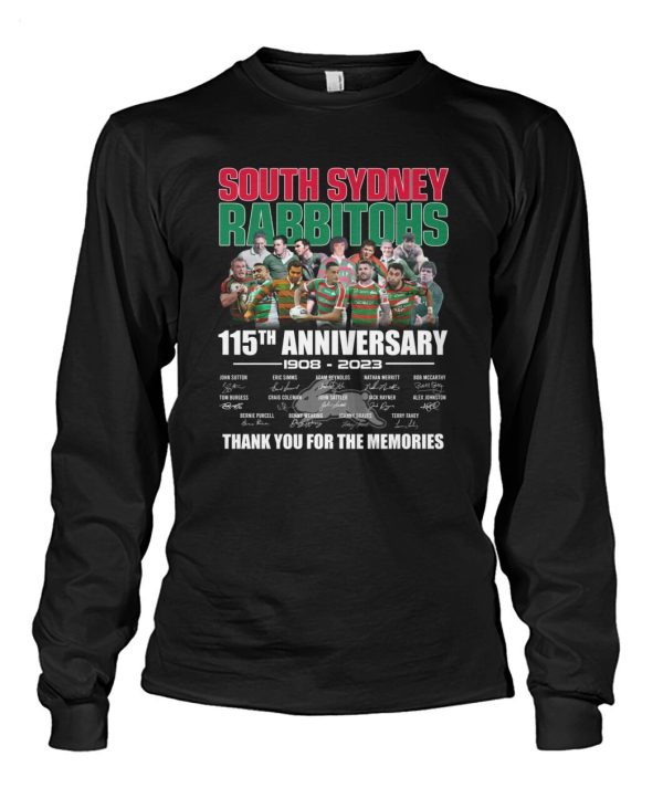 LIMITED EDITION South Sydney Rabbitohs 115th Anniversary 1908 – 2023 Thank You For The Memories T-Shirt