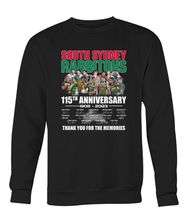 LIMITED EDITION South Sydney Rabbitohs 115th Anniversary 1908 – 2023 Thank You For The Memories T-Shirt