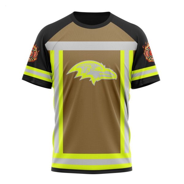 Personalized NFL Baltimore Ravens Special Firefighter Uniform Design T-Shirt