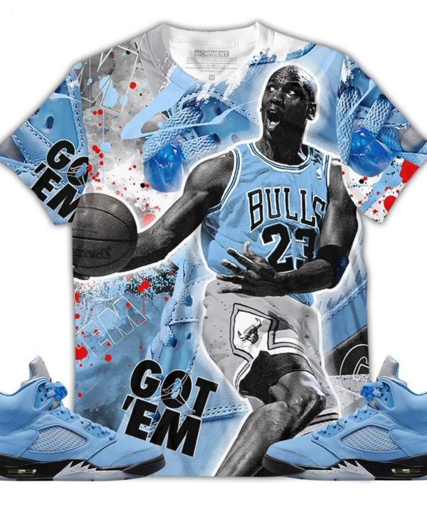 LIMITED EDITION Got Em Shoes Goat Unisex Sneaker Shirt Match Retro University Blue 5s Tee, Jordan 5 University Blue 3D T-Shirt