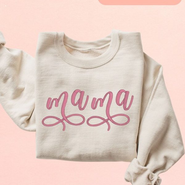 Custom Embroidered Mama Sweatshirt, Crewneck Gifts for Mom