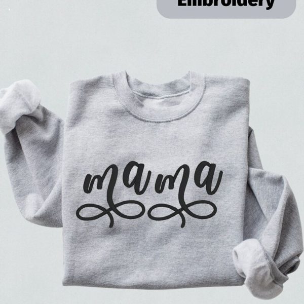 Custom Embroidered Mama Sweatshirt, Crewneck Gifts for Mom