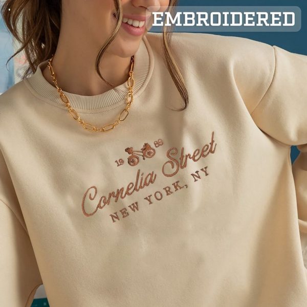 Embroidered Cornelia Street Sweatshirt, Crewneck Sweater Minimalist Unisex Trendy Shirt Gift for Her