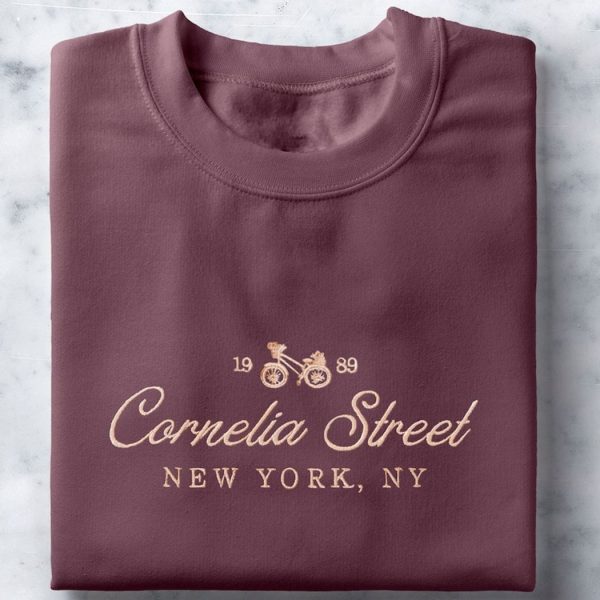 Embroidered Cornelia Street Sweatshirt, Crewneck Sweater Minimalist Unisex Trendy Shirt Gift for Her