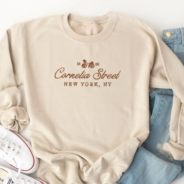 Embroidered Cornelia Street Sweatshirt, Crewneck Sweater Minimalist Unisex Trendy Shirt Gift for Her