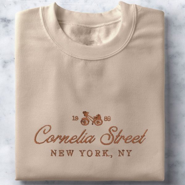 Embroidered Cornelia Street Sweatshirt, Crewneck Sweater Minimalist Unisex Trendy Shirt Gift for Her