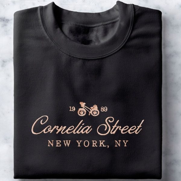 Embroidered Cornelia Street Sweatshirt, Crewneck Sweater Minimalist Unisex Trendy Shirt Gift for Her