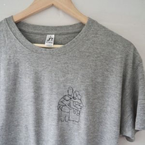 Family Line Drawing Embroidered Tshirt