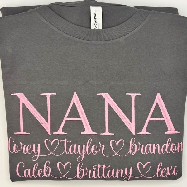 Personalized Embroidered Shirt for Nana Mother’s Day Gift