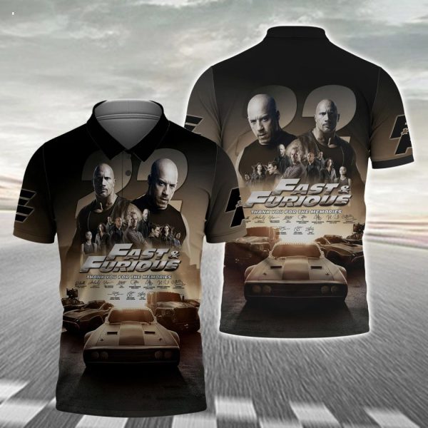 Thank you For The Memories Fast & the Furious 22nd anniversary T Shirt Menwomen 3D all over Printed T-shirts Casual