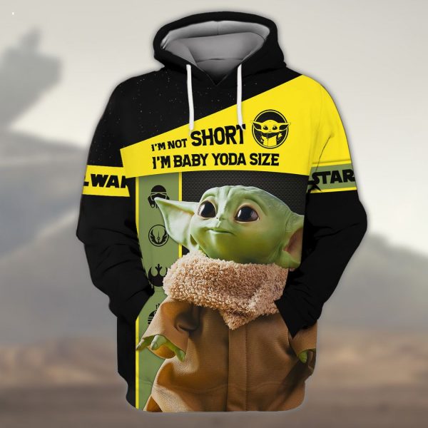Star Wars Shirts Yoda 3D Full Print Zipper Hoodie Tshirt I’m Not Short I’m Baby Yoda Size