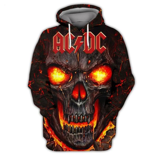 ACDC 50th Anniversary 3D All Over Print Skull 3D TShirt Hoodie