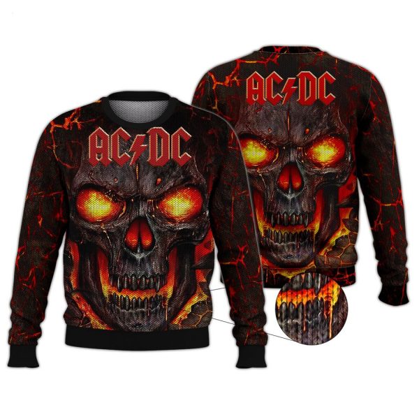 ACDC 50th Anniversary 3D All Over Print Skull 3D TShirt Hoodie