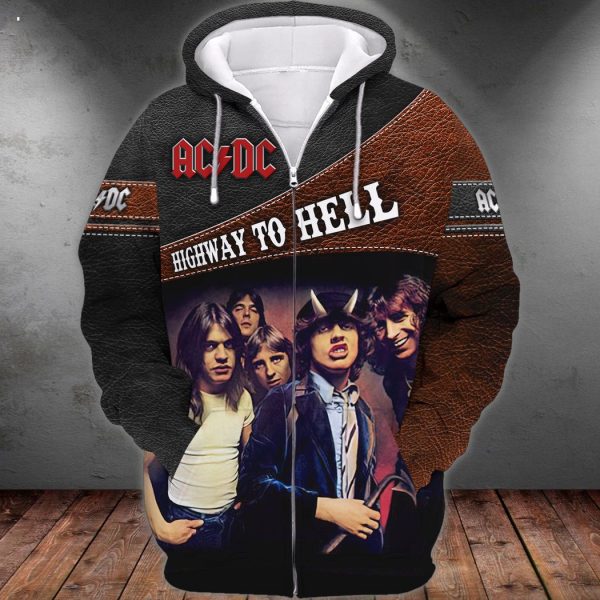 ACDC Rock Band Highway To Hell 3D TShirt Zip Hoodie
