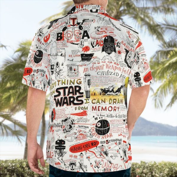Star Wars Men's Millennium Falcon and R2-D2 Tropical Hawaiian Shirt