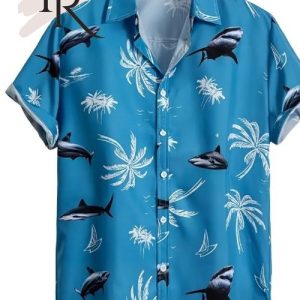 Beach Shark Printing Short Sleeves Hawaiian Shirt