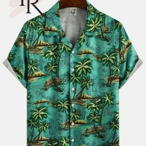 Coconut Blue Isand Hawaiian Men Shirt
