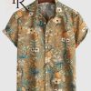 Floral Brown Pattern Hawaiian Shirt for Men
