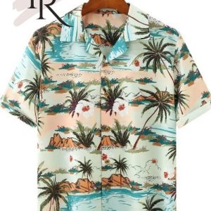 Men’s Floral Hawaii Print Button Up Short Sleeve Shirt