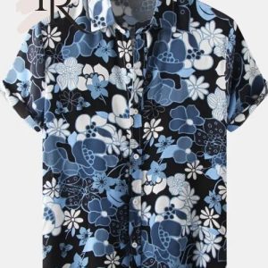 Men’s Flower Hawaiian Vacation Beach Shirt