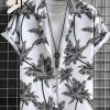 Men’s Short Sleeve Casual Hawaiian Shirt With Trendy Flower