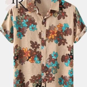 Men’s Slim Flower Hawaiian Shirts For Summer Beach