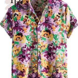 Unisex Purple Floral Hawaiian Shirt